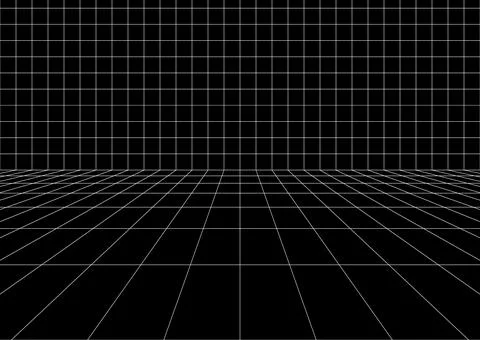 White Netting Grid Structure Of Empty Room With White Far Wall Stock Illustration