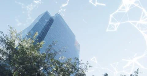 White network against blurry building Ilustración de archivo