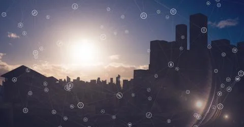 White network against dark skyline Stock Illustration