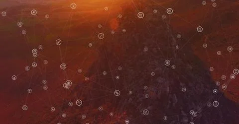 White network against mountain rock in sunset Stock Illustration