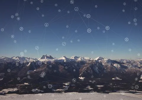 White network against mountains Stock Photos