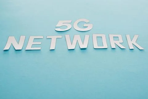 White network lettering blue background Foto stock