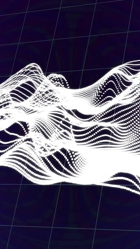 White network wave over flashing red light on black background Stock Footage 343641223
