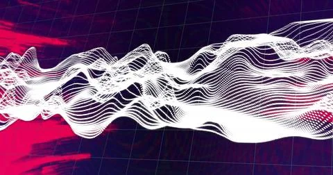 White network wave over flashing red light on black background Foto stock