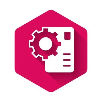 White Neural network icon isolated with long shadow background. Artificial Illustrazione stock