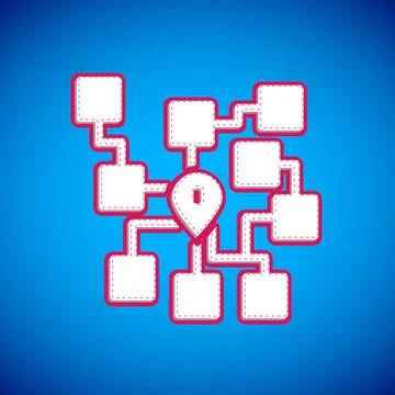 White Neural network icon isolated on blue background. Artificial intelligenc イラスト素材
