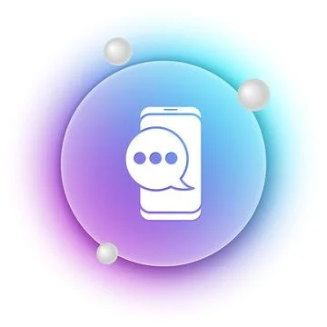White New chat messages notification on phone icon isolated on white backgr.. Stock Illustration