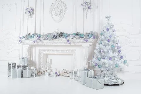 White New Year Tree composition Stock Photos