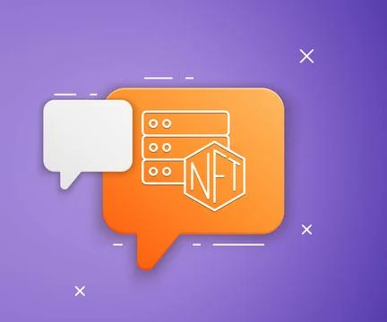 White NFT blockchain technology icon isolated on purple background. Non fun.. Stock Illustration