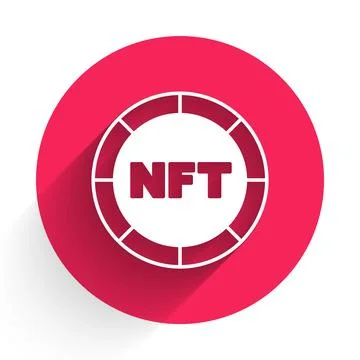 White NFT Digital crypto art icon isolated with long shadow background. Non イラスト素材