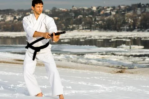 White ninja at winter Stock Photos