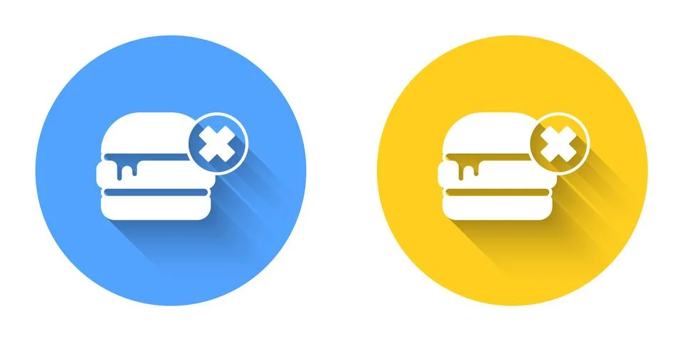 White No burger icon isolated with long shadow background. Hamburger icon. .. Stock Illustration