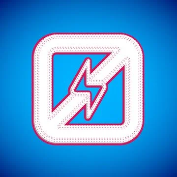 White No lightning icon isolated on blue background. No electricity. Vector Stock Illustration