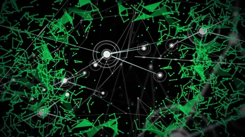 White node appearing center starting network, nodes emerging lines linking green 스톡 동영상 312098476