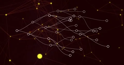 White node appearing triggers graph growing links extending and glows pulsing Video stock 311216573