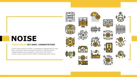 White Noise Hearing Landing Header Vector Stock Illustration