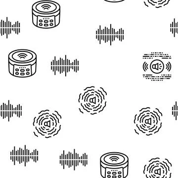 White Noise Hearing Vector Seamless Pattern Stock Illustration