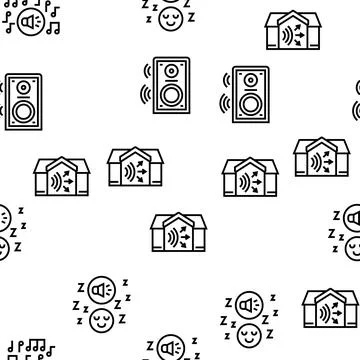 White Noise Hearing Vector Seamless Pattern Stock Illustration
