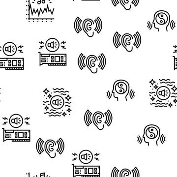 White Noise Hearing Vector Seamless Pattern Stock Illustration