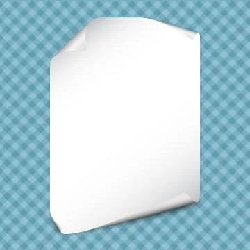 White note notebook paper with curled corners for text or advertising message on Stock Illustration