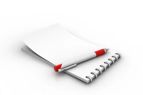 White note pad with pen Free Stock Illustration