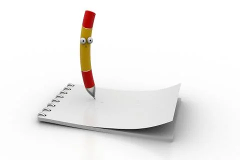White note pad with pen Free Stock Illustration