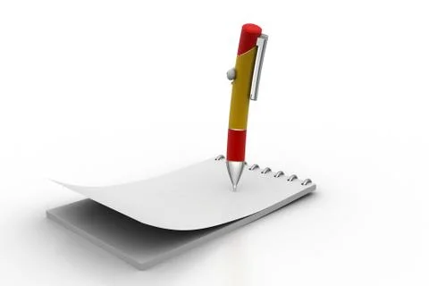 White note pad with pen Free Stock Illustration