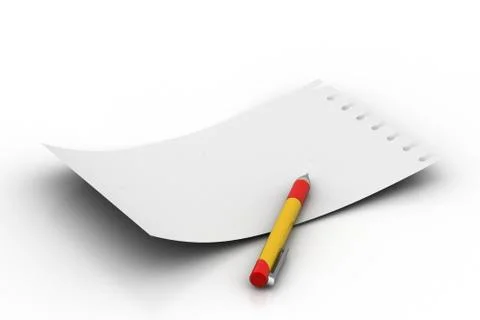 White note pad with pen Free Stock Illustration