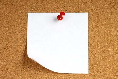 White note with pin Stock Photos