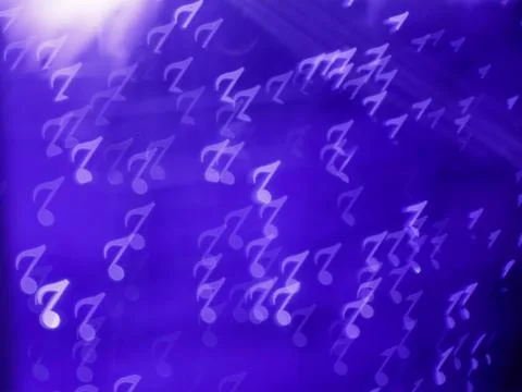 White note shape bokeh on a dark blue background, Abstract shining musical note Stock Photos