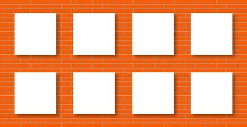 White note stickers on an orange brick wall Stock Illustration