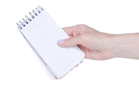 White notebook diary in hand Stock Photos