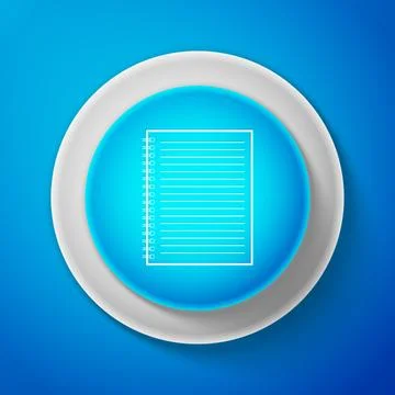 White Notebook icon isolated on blue background. Spiral notepad icon. School Stock Illustration