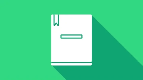 White Notebook icon isolated on green background. Spiral notepad icon. School Video stock 146946629