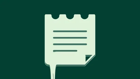 White Notebook icon isolated on green background. Spiral notepad icon. School Video stock 235983222