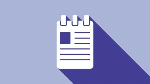 White Notebook icon isolated on purple background. Spiral notepad icon. School Video stock 148296472