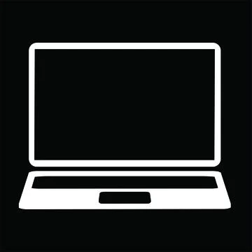 White Notebook Laptop solid color on Black Background Icon Illustrazione stock