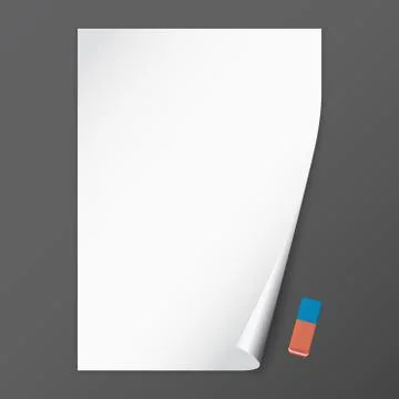 White notebook paper with curled corners for text or advertising message on gray Stock Illustration