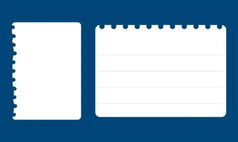 White notebook paper sheets on dark blue background Stock Illustration