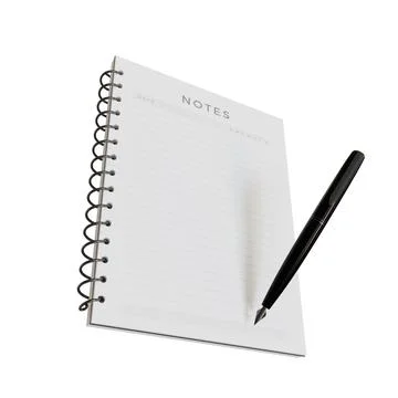 White Notebook With Pen. Realistic 3D Render. Isolated On White Background. 스톡 일러스트