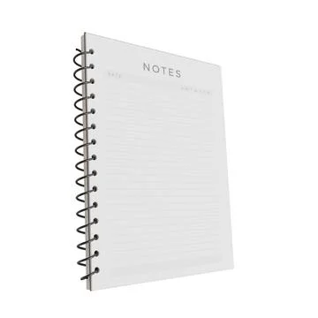 White Notebook. Realistic 3D Render. Isolated On White Background. Notes Page Illustrazione stock