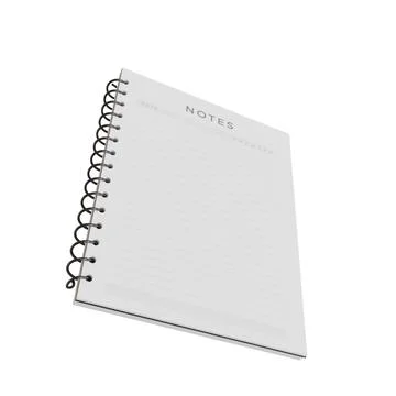 White Notebook. Realistic 3D Render. Isolated On White Background. Notes Page Illustrazione stock