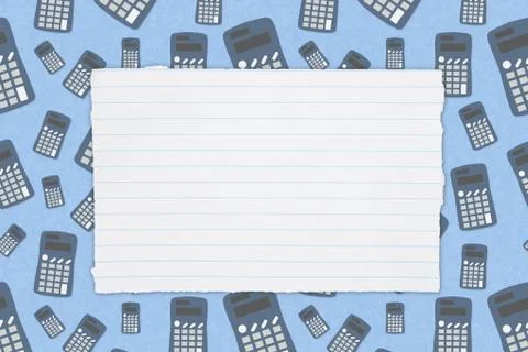 White notepad paper with lines torn with calculator Stock Illustration