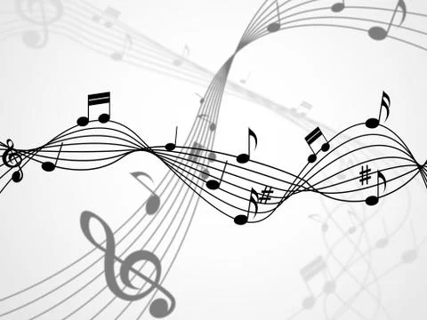 White notes indicating treble clef and soundtrack Stock Illustration