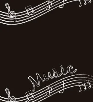 White notes musicals over black background. vector illustration Stock Illustration