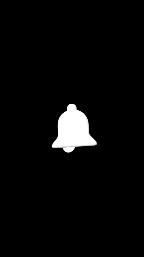 White notification bell icon soft glow on black empty space and minimal app styl Stock Footage 340555908