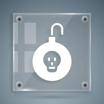 White Nuclear bomb icon isolated on grey background. Rocket bomb flies down Stock Illustration