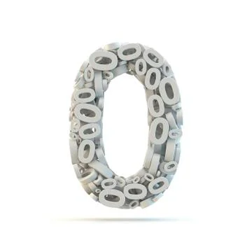 White number 0 isolated on white. Stock Illustration