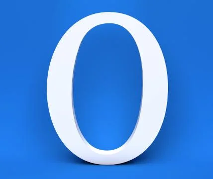 White number 0 (Zero) on a blue background. 3D Render Stock Illustration