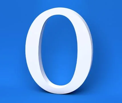 White number 0 (Zero) on a blue background. 3D Render 스톡 일러스트